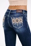 Aztec Leather Mid Rise Embellished Women's Bootcut Jeans