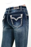 Faux Flap Embellished Mid Rise Bootcut Jeans