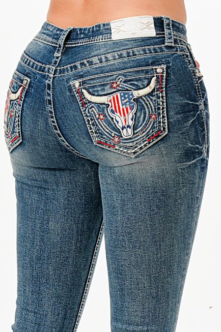 American Steer Head Embellished Bootcut Jeans