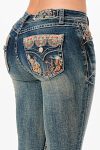 Mushroom Garden Embroidered Mid Rise Bootcut Jeans