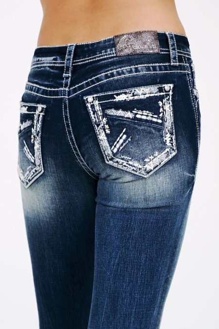 Heavy Stitches Embroidered Mid Rise Bootcut Jeans