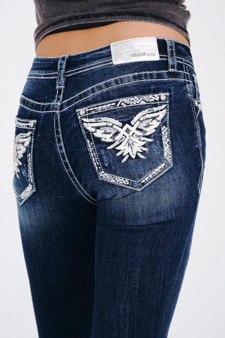 Heavenly Wings Embroidered Mid Rise Bootcut Jeans